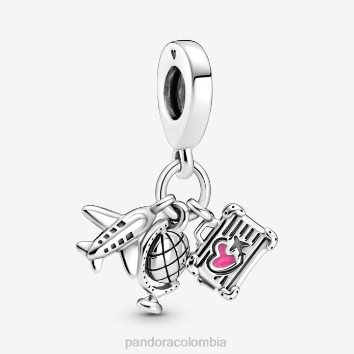 Pandora Charm colgante avión, globo terráqueo y maleta Plata esterlina J2LX57 accesorios