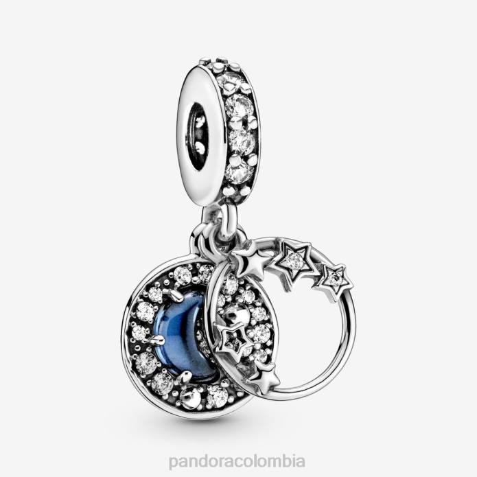 Pandora Charm colgante cielo nocturno con luna creciente y estrellas plata esterlina/azul J2LX225 accesorios
