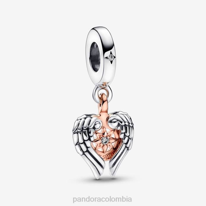 Pandora Charm colgante con alas de ángel y brújula celestial Dos tonos J2LX248 accesorios