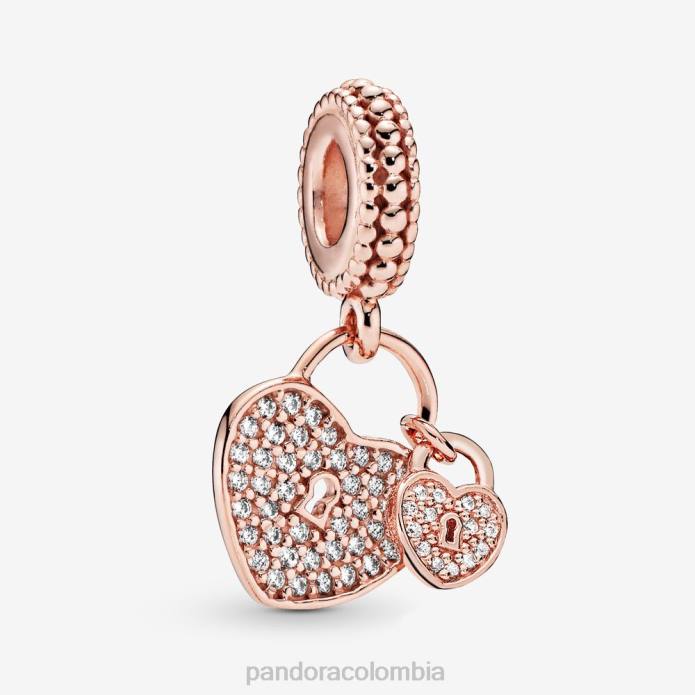 Pandora Charm colgante con candados en forma de corazón pavimentado Oro de Rose plateado J2LX203 accesorios