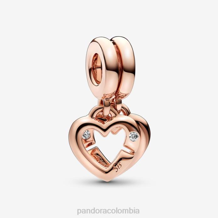 Pandora Charm colgante con corazones divididos de hermanas unidas Oro de Rose plateado J2LX83 accesorios