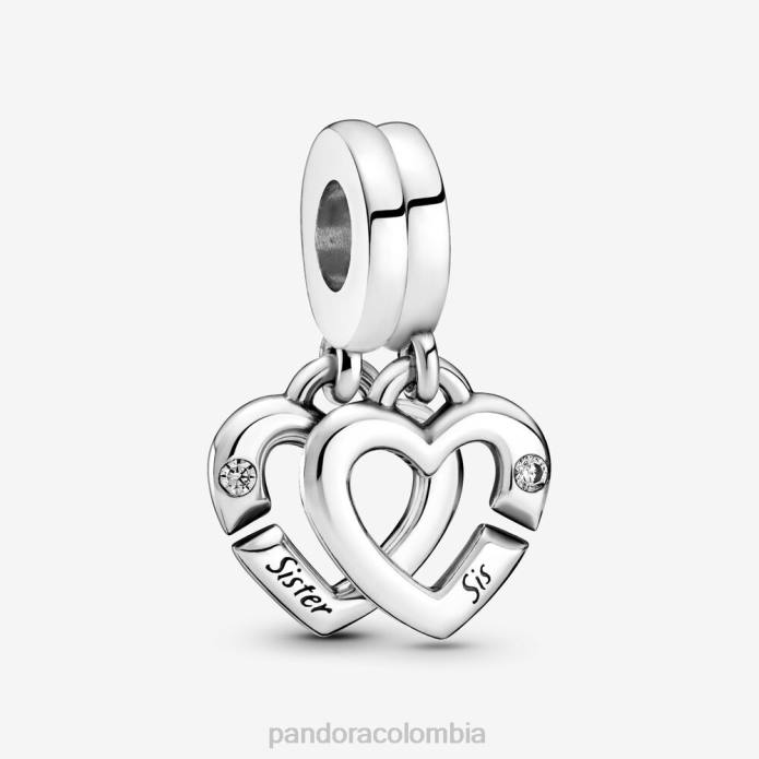 Pandora Charm colgante con corazones divididos de hermanas unidas Plata esterlina J2LX82 accesorios