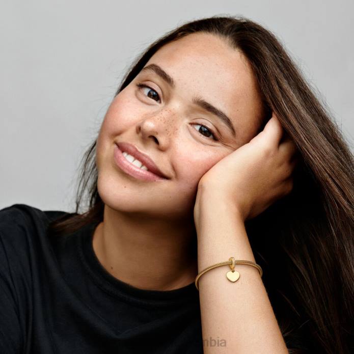 Pandora Charm colgante con etiqueta de corazón grabable Chapado en oro J2LX125 accesorios