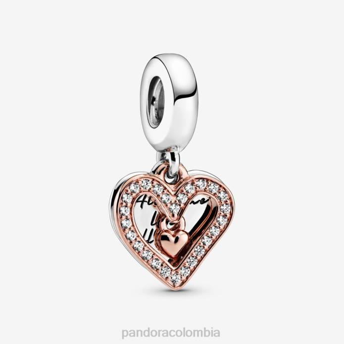Pandora Charm colgante con forma de corazón brillante a mano alzada Dos tonos J2LX204 accesorios
