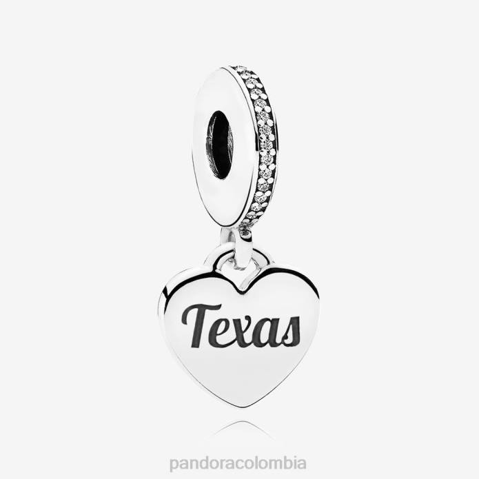 Pandora Charm colgante con forma de corazón con bandera de Texas, esmalte mixto Plata esterlina J2LX285 accesorios