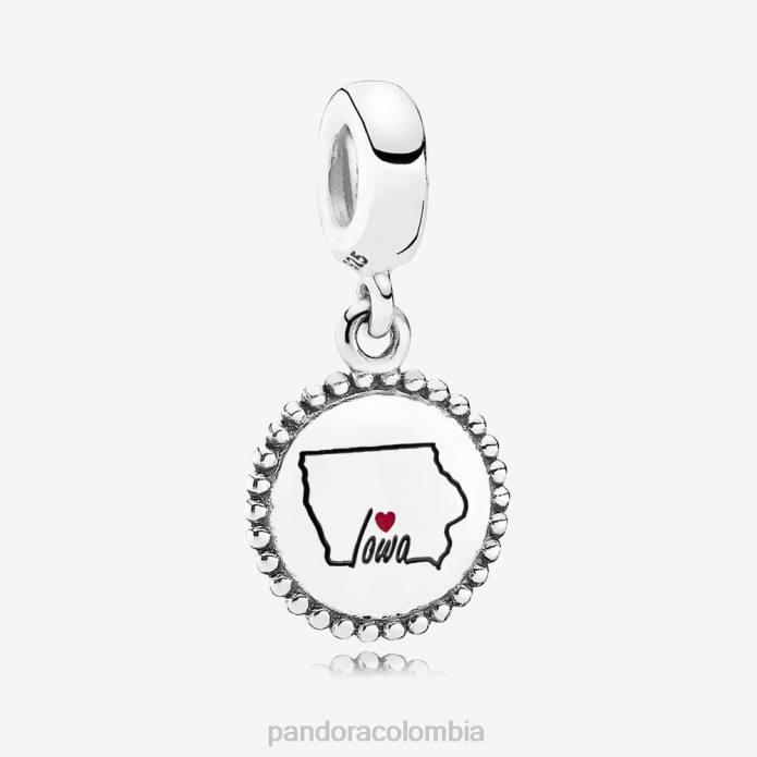 Pandora Charm colgante con forma de corazón del estado de Iowa, esmalte mixto Plata esterlina J2LX293 accesorios