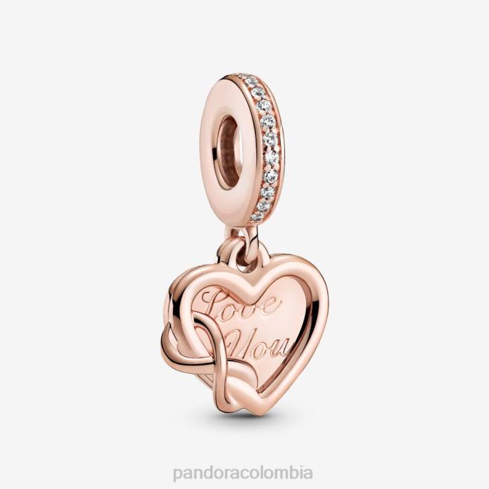 Pandora Charm colgante con forma de corazón infinito te amo Oro de Rose plateado J2LX154 accesorios