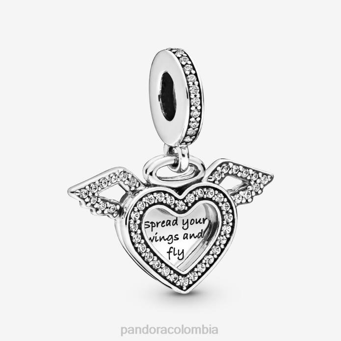 Pandora Charm colgante con forma de corazón y alas de ángel Plata esterlina J2LX108 accesorios