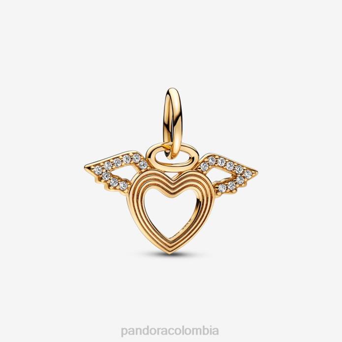 Pandora Charm colgante con forma de corazón y alas de ángel oro J2LX304 accesorios