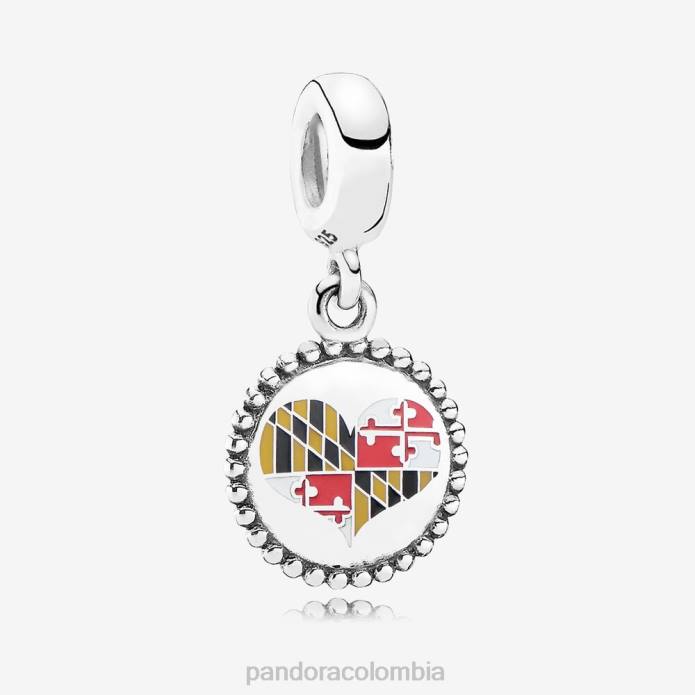 Pandora Charm colgante con forma de corazón y bandera de Maryland Plata esterlina J2LX312 accesorios