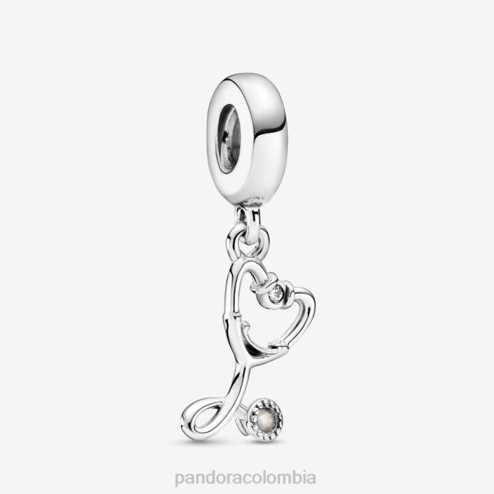 Pandora Charm colgante con forma de corazón y estetoscopio Plata esterlina J2LX55 accesorios
