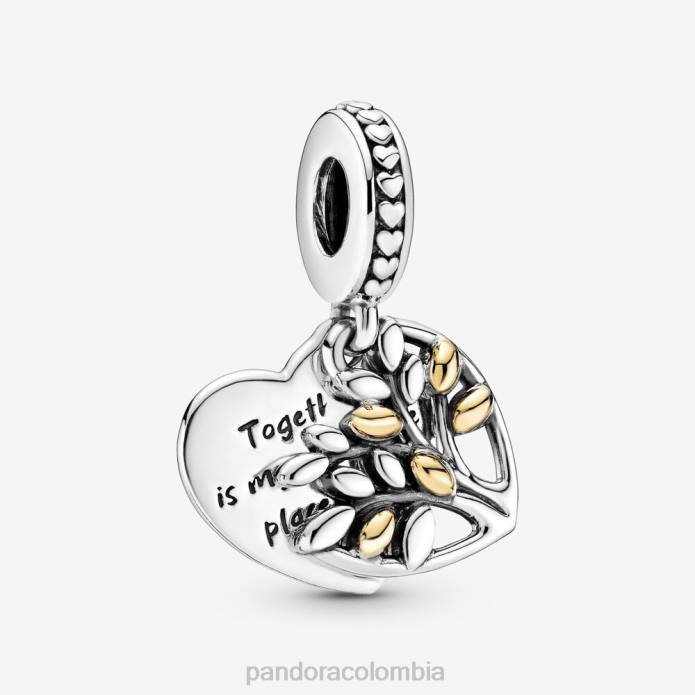 Pandora Charm colgante con forma de corazón y árbol genealógico Dos tonos J2LX315 accesorios