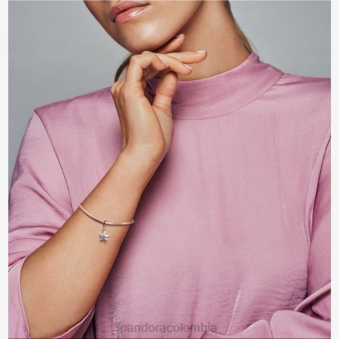 Pandora Charm colgante con forma de estrella de mar brillante Oro de Rose plateado J2LX146 accesorios