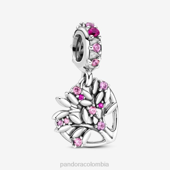 Pandora Charm colgante con forma de árbol genealógico en forma de corazón rosa Plata esterlina J2LX103 accesorios
