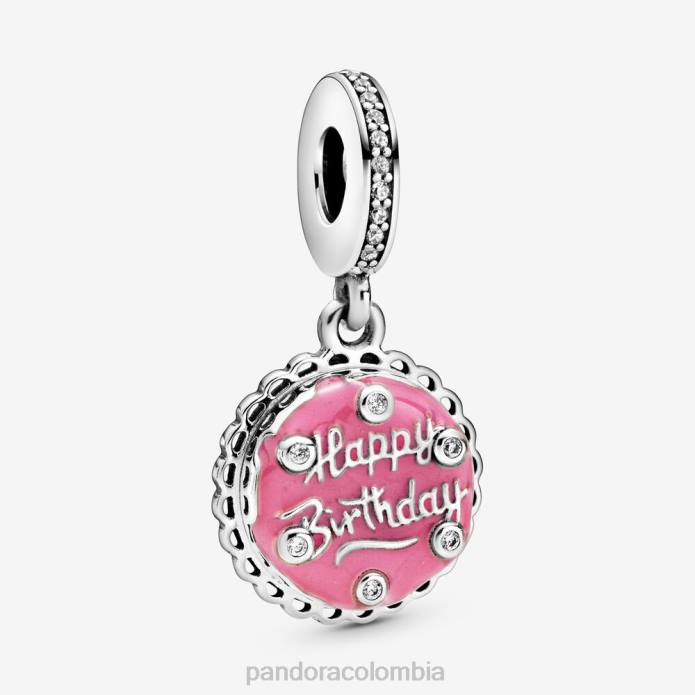 Pandora Charm colgante con forma de tarta de cumpleaños rosa Plata esterlina J2LX53 accesorios