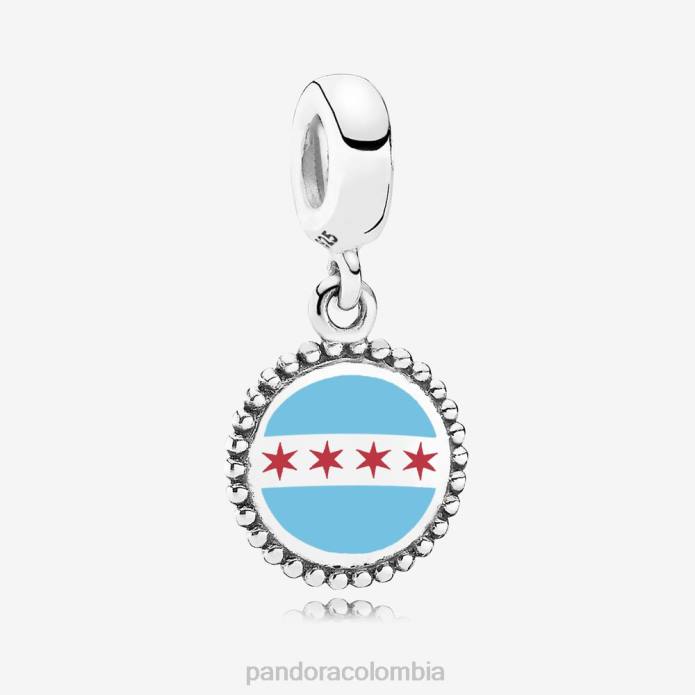 Pandora Charm colgante con la bandera de Chicago Plata esterlina J2LX267 accesorios