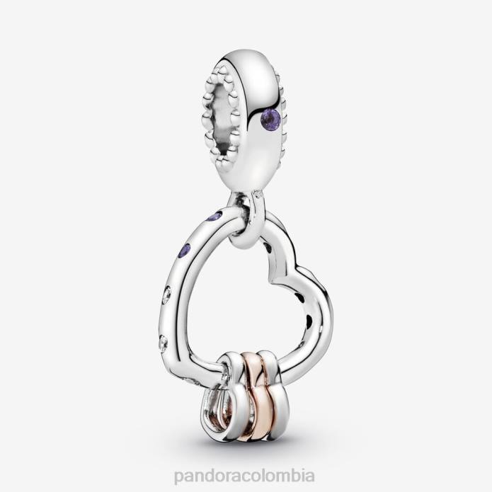 Pandora Charm colgante corazón lleno de corazones Dos tonos J2LX62 accesorios