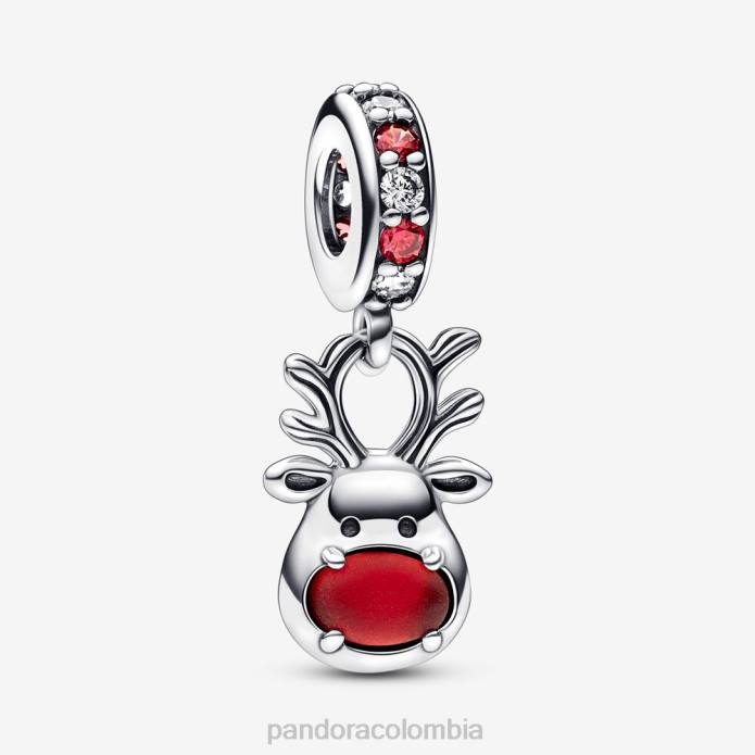 Pandora Charm colgante de murano con reno de nariz roja plata esterlina/rojo J2LX288 accesorios