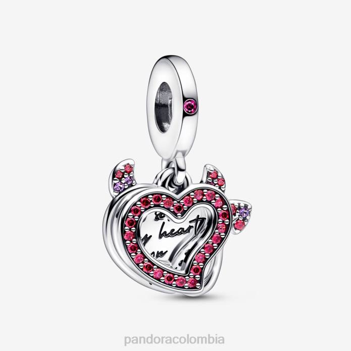Pandora Charm colgante doble con forma de corazón de diablo Plata esterlina J2LX249 accesorios