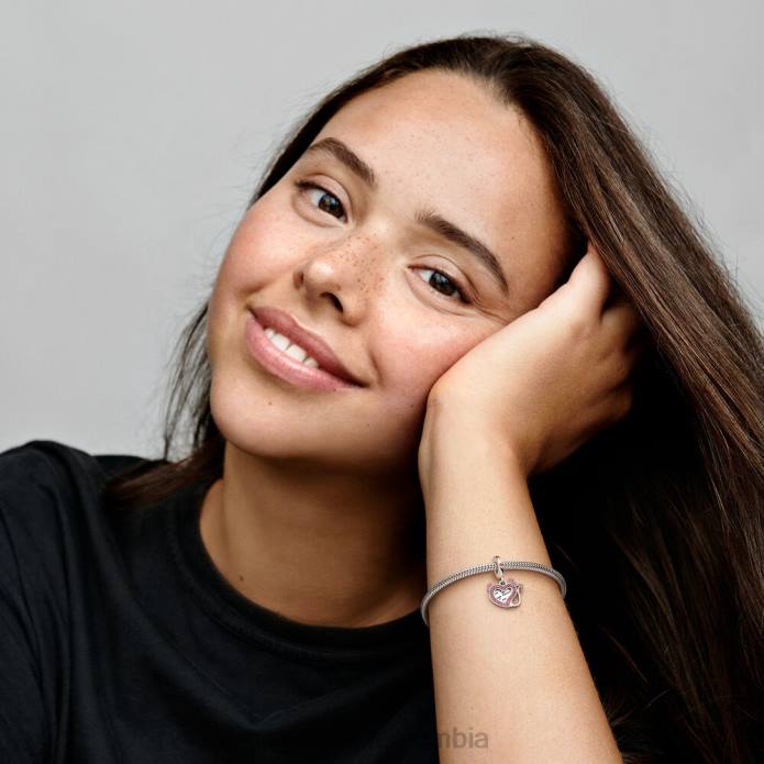 Pandora Charm colgante doble con forma de corazón de diablo Plata esterlina J2LX249 accesorios