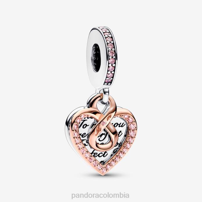 Pandora Charm colgante doble con forma de corazón infinito Dos tonos J2LX276 accesorios