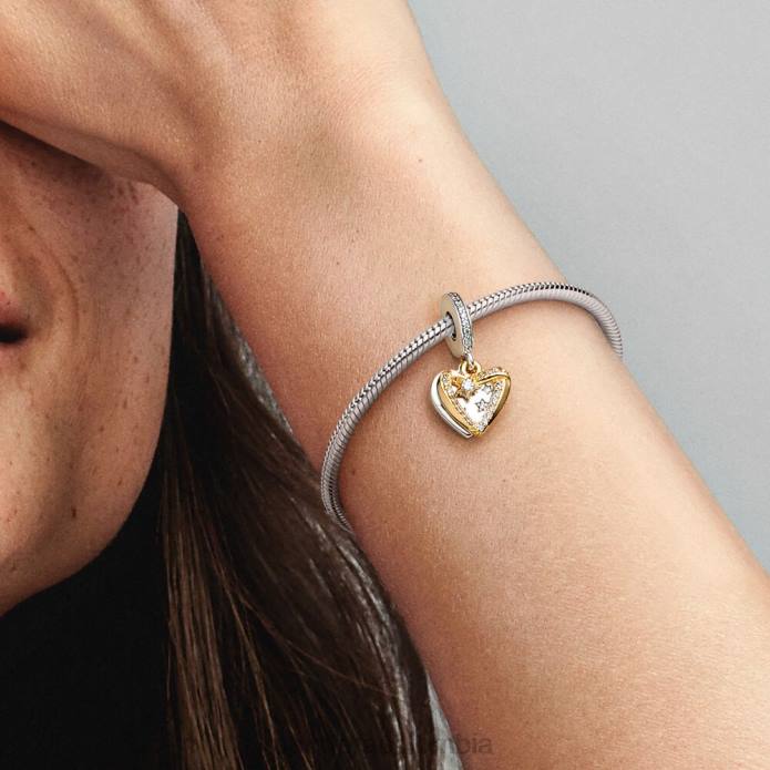 Pandora Charm colgante doble con forma de corazón y estrella fugaz Dos tonos J2LX220 accesorios