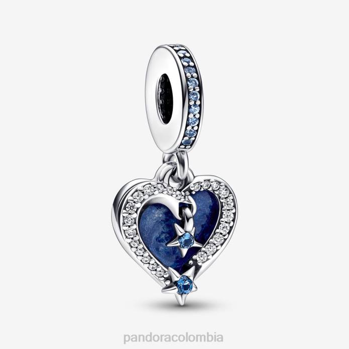Pandora Charm colgante doble con forma de corazón y estrella fugaz celestial Plata esterlina J2LX147 accesorios