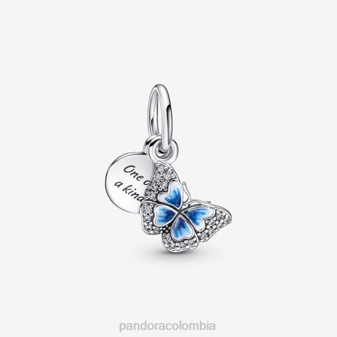 Pandora Charm colgante doble con mariposa y cita plata esterlina/azul J2LX67 accesorios
