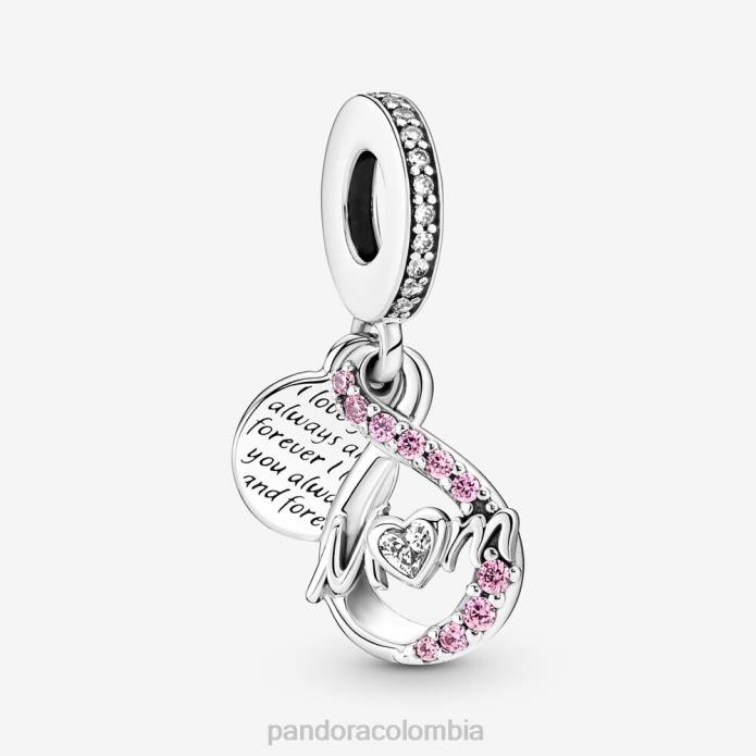 Pandora Charm colgante doble con pavé de infinito de mamá Plata esterlina J2LX222 accesorios
