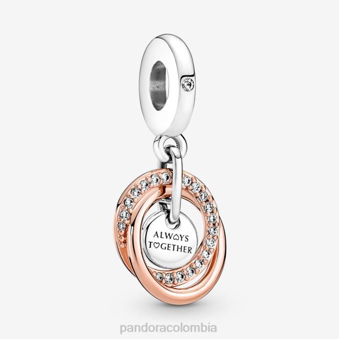 Pandora Charm colgante familia siempre rodeada Dos tonos J2LX271 accesorios