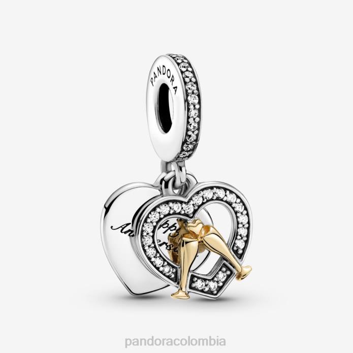 Pandora Charm colgante feliz aniversario Dos tonos J2LX155 accesorios