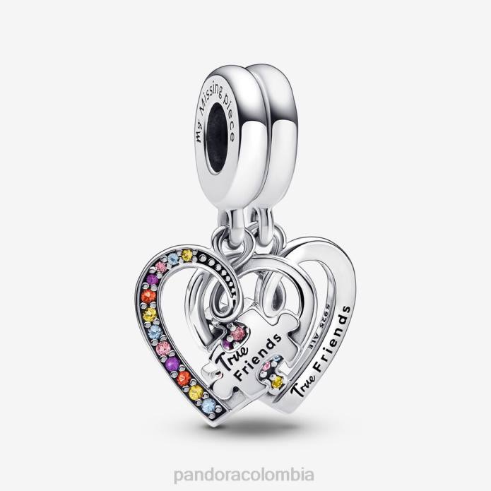 Pandora Charm colgante pieza de rompecabezas corazones divisible amistad Plata esterlina J2LX102 accesorios