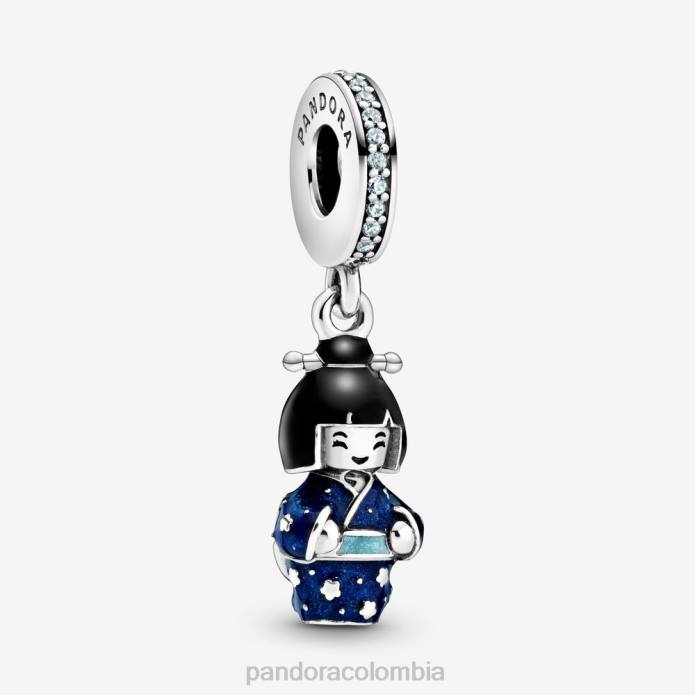Pandora Charm colgante tipo kimono de muñeca japonesa plata esterlina/azul J2LX957 accesorios