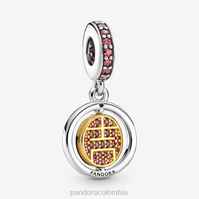 Pandora amuleto colgante de la suerte giratorio Dos tonos J2LX241 accesorios