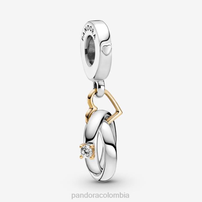 Pandora anillos de boda cuelgan encanto Dos tonos J2LX290 accesorios