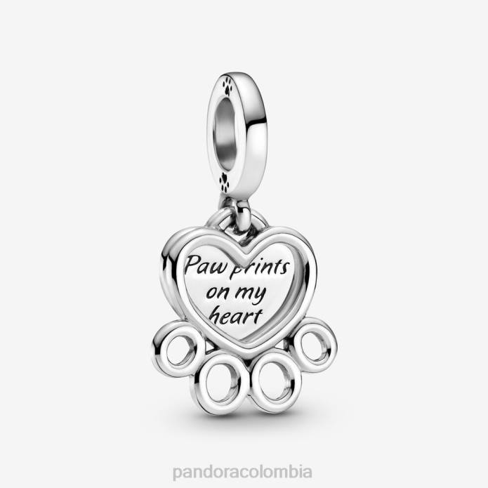 Pandora charm colgante con estampado de patas y corazones Plata esterlina J2LX77 accesorios