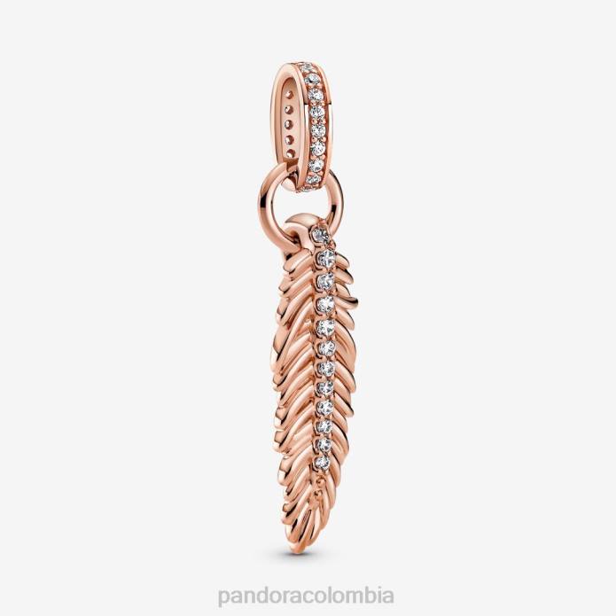 Pandora charm colgante con plumas brillantes Oro de Rose plateado J2LX284 accesorios