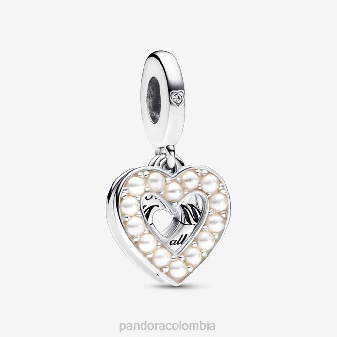Pandora charm colgante doble con forma de corazón nacarado plata esterlina/blanco J2LX192 accesorios