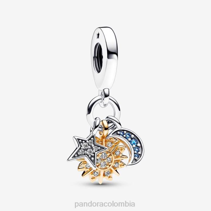 Pandora charm colgante triple celeste Dos tonos J2LX61 accesorios