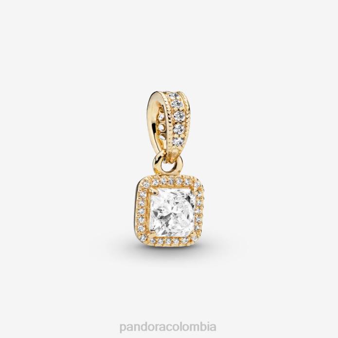 Pandora colgante cuadrado con halo brillante oro J2LX814 accesorios
