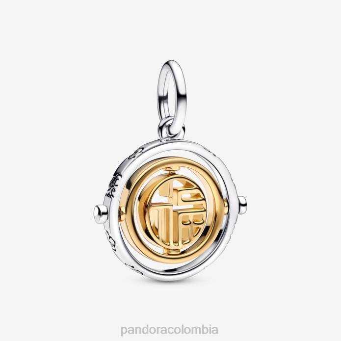 Pandora dije colgante giratorio fu Dos tonos J2LX234 accesorios