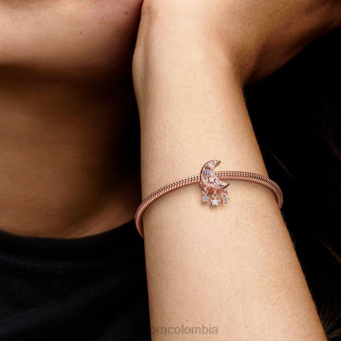 Pandora dije de estrella y luna creciente Oro de Rose plateado J2LX86 accesorios