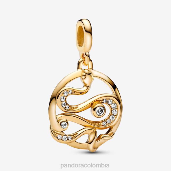 Pandora yo pavimentar medallón de serpiente Chapado en oro J2LX812 accesorios