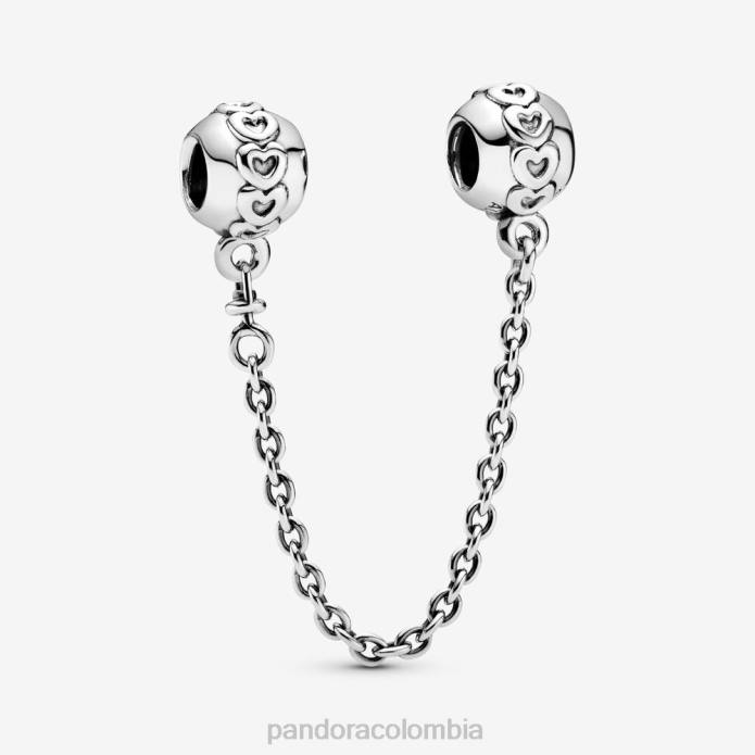 Pandora Charm de cadena de seguridad con banda de corazones Plata esterlina J2LX320 accesorios
