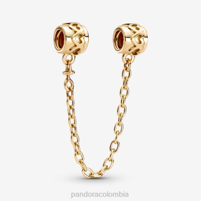 Pandora Charm de cadena de seguridad con corazones oro J2LX332 accesorios