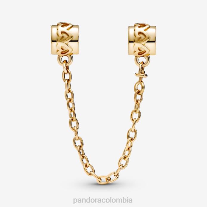 Pandora Charm de cadena de seguridad con corazones oro J2LX332 accesorios
