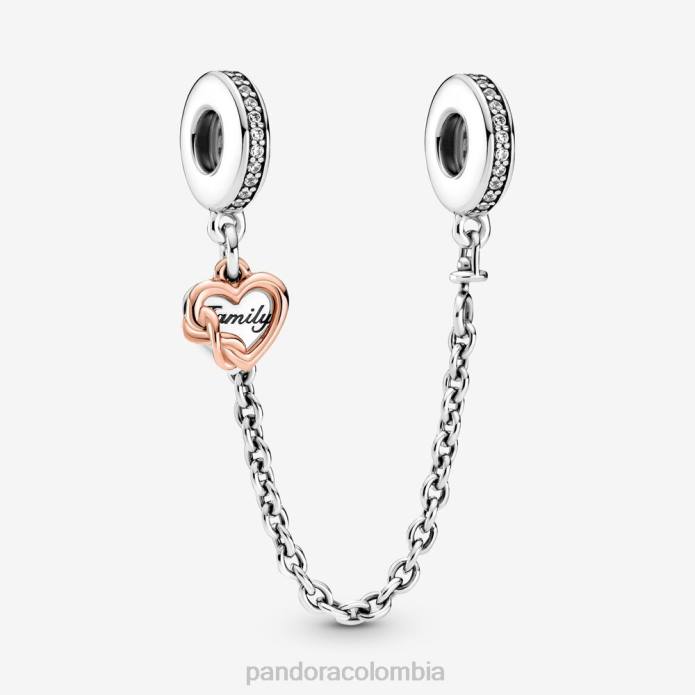 Pandora Charm de cadena de seguridad con forma de corazón familiar Dos tonos J2LX328 accesorios