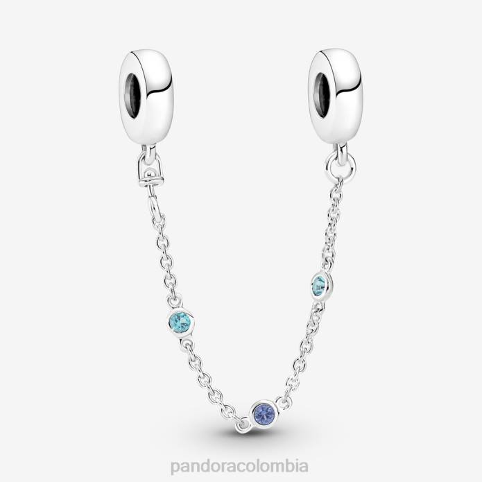Pandora cadena de seguridad triple piedra plata esterlina/azul J2LX329 accesorios
