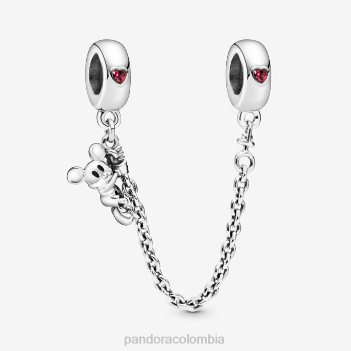 Pandora disney, escalando cadena de seguridad mickey plata esterlina/rojo J2LX325 accesorios