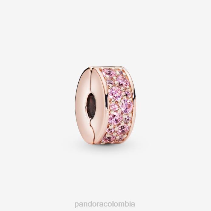 Pandora Charm con clip en pavé rosa Oro de Rose plateado J2LX13 accesorios